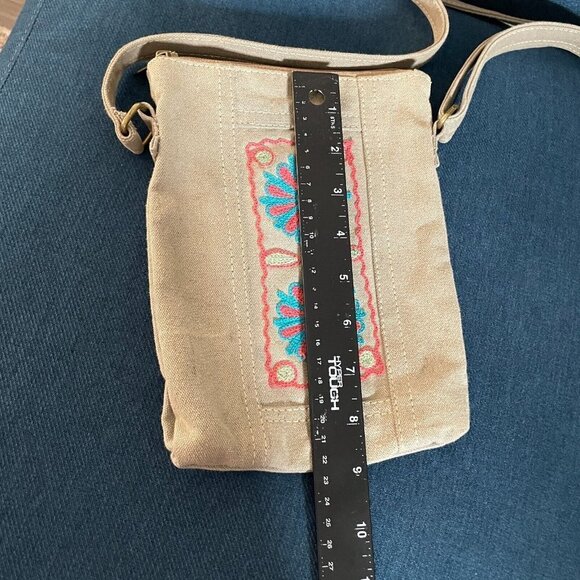 Vintage Addiction Crossbody Bag Small Boho Peasant Cotton Embroidered Flower - Picture 10 of 11